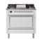 ILVE Nostalgie II Noblesse 36-Inch Propane Gas Dual Fuel Range and Solid Door Oven in White with Chrome Trim (UN36FQNMPWHCLP)