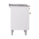 ILVE Nostalgie II Noblesse 36-Inch Natural Gas Dual Fuel Range and Solid Door Oven in White with Brass Trim (UN36FQNMPWHG)