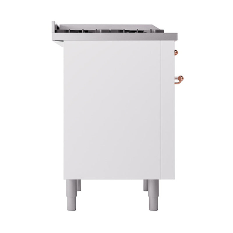 ILVE Nostalgie II Noblesse 36-Inch Dual Fuel Range and Solid Door Oven in White with Copper Trim (UN36FQNMPWHP)