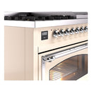 ILVE Nostalgie II Noblesse 48-Inch Dual Fuel Freestanding Range in Antique White with Chrome Trim (UN48FNMPAWCLP)
