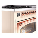 ILVE Nostalgie II Noblesse 48-Inch Dual Fuel Freestanding Range in Antique White with Copper Trim (UN48FNMPAWPLP)