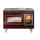 ILVE Nostalgie II Noblesse 48-Inch Dual Fuel Freestanding Range in Burgudy with Bronze Trim (UN48FNMPBUBLP)