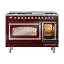 ILVE Nostalgie II Noblesse 48-Inch Dual Fuel Freestanding Range in Burgudy with Copper Trim (UN48FNMPBUPLP)