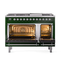 ILVE Nostalgie II Noblesse 48-Inch Dual Fuel Freestanding Range in Emerald Green with Chrome Trim (UN48FNMPEGCLP)