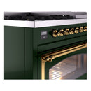 ILVE Nostalgie II Noblesse 48-Inch Dual Fuel Freestanding Range in Emerald Green with Brass Trim (UN48FNMPEGGLP)