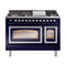 ILVE Nostalgie II Noblesse 48-Inch Dual Fuel Freestanding Range in Midnight Blue with Chrome Trim (UN48FNMPMBC)