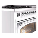 ILVE Nostalgie II Noblesse 48-Inch Freestanding Natural Gas Dual Fuel Range in Custom RAL with Chrome Trim (UN48FNMPRAC)