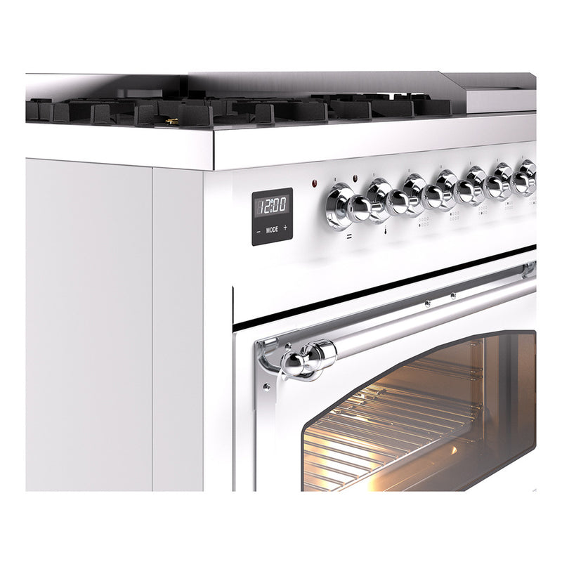 ILVE Nostalgie II Noblesse 48-Inch Dual Fuel Freestanding Range in Custom RAL with Chrome Trim (UN48FNMPRAC)