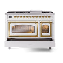ILVE Nostalgie II Noblesse 48-Inch Freestanding Natural Gas Dual Fuel Range in RAL with Brass Trim (UN48FNMPRAG)
