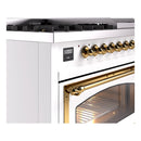 ILVE Nostalgie II Noblesse 48-Inch Freestanding Natural Gas Dual Fuel Range in RAL with Brass Trim (UN48FNMPRAG)