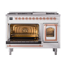 ILVE Nostalgie II Noblesse 48-Inch Freestanding Natural Gas Dual Fuel Range in Custom RAL with Copper Trim (UN48FNMPRAP)