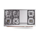ILVE Nostalgie II Noblesse 48-Inch Dual Fuel Freestanding Range with Solid Door Oven in Antique White with Copper Trim (UN48FQNMPAWPLP)