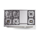 ILVE Nostalgie II Noblesse 48-Inch Dual Fuel Freestanding Range with Solid Door Oven in Glossy Black with Bronze Trim (UN48FQNMPBKBLP)