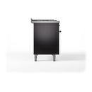 ILVE Nostalgie II Noblesse 48-Inch Freestanding Natural Gas Dual Fuel Range with Solid Door Oven in Glossy Black with Chrome Trim (UN48FQNMPBKC)