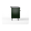 ILVE Nostalgie II Noblesse 48-Inch Freestanding Natural Gas Dual Fuel Range with Solid Door Oven in Emerald Green with Bronze Trim (UN48FQNMPEGB)