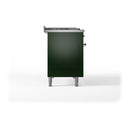 ILVE Nostalgie II Noblesse 48-Inch Dual Fuel Freestanding Range with Solid Door Oven in Emerald Green with Chrome Trim (UN48FQNMPEGCLP)