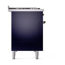 ILVE Nostalgie II Noblesse 48-Inch Dual Fuel Freestanding Range with Solid Door Oven in Midnight Blue with Bronze Trim (UN48FQNMPMBBLP)