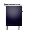 ILVE Nostalgie II Noblesse 48-Inch Freestanding Natural Gas Dual Fuel Range with Solid Door Oven in Midnight Blue with Bronze Trim (UN48FQNMPMBB)