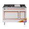 ILVE Nostalgie II Noblesse 48-Inch Freestanding Natural Gas Dual Fuel Range with Solid Door Oven in Custom RAL with Copper Trim (UN48FQNMPRAP)