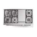 ILVE Nostalgie II Noblesse 48-Inch Dual Fuel Freestanding Range with Solid Door Oven in Stainless Steel with Bronze Trim (UN48FQNMPSSBLP)
