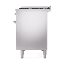 ILVE Nostalgie II Noblesse 48-Inch Freestanding Natural Gas Dual Fuel Range with Solid Door Oven in Stainless Steel with Chrome Trim (UN48FQNMPSSC)