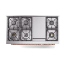 ILVE Nostalgie II Noblesse 48-Inch Freestanding Natural Gas Dual Fuel Range with Solid Door Oven in Stainless Steel with Copper Trim (UN48FQNMPSSP)
