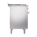 ILVE Nostalgie II Noblesse 48-Inch Freestanding Natural Gas Dual Fuel Range with Solid Door Oven in Stainless Steel with Copper Trim (UN48FQNMPSSP)