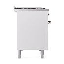 ILVE Nostalgie II Noblesse 48-Inch Freestanding Natural Gas Dual Fuel Range with Solid Door Oven in White with Bronze Trim (UN48FQNMPWHB)