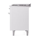 ILVE Nostalgie II Noblesse 48-Inch Freestanding Natural Gas Dual Fuel Range with Solid Door Oven in White with Chrome Trim (UN48FQNMPWHC)