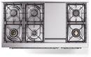 ILVE Nostalgie II Noblesse 48-Inch Freestanding Natural Gas Dual Fuel Range with Solid Door Oven in Antique White with Chrome Trim (UN48FQNMPAWC)