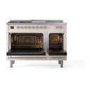 ILVE Nostalgie II Noblesse 48-Inch Propane Gas Dual Fuel Range with 5 Burners, Griddle, & French Top with Triple Glass Door Oven in Antique White with Chrome Trim (UN48FSNMPAWCLP)
