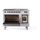 ILVE 48-Inch Nostalgie II Noblesse Natural Gas Dual Fuel Range with 5 Sealed Burners, Griddle, French Top and Triple Glass Door Oven in Custom RAL with Bronze Trim (UN48FSNMPRAB)