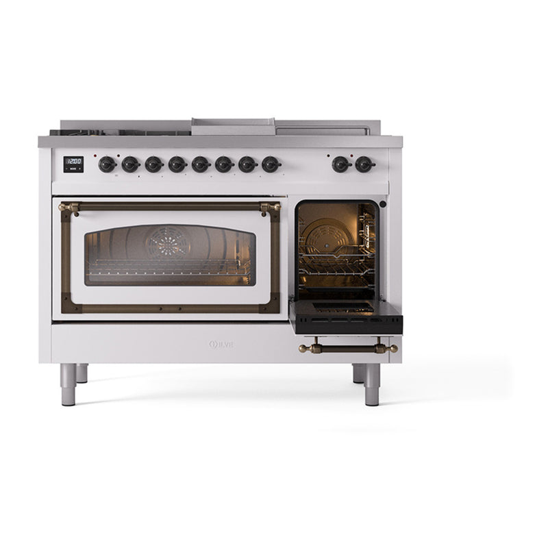 ILVE 48-Inch Nostalgie II Noblesse Dual Fuel Range with 5 Sealed Burners, Griddle, French Top and Triple Glass Door Oven in Custom RAL with Bronze Trim (UN48FSNMPRAB)