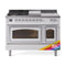 ILVE 48-Inch Nostalgie II Noblesse Natural Gas Dual Fuel Range with 5 Sealed Burners, Griddle, French Top and Triple Glass Door Oven in Custom RAL with Chrome Trim (UN48FSNMPRAC)