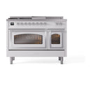 ILVE 48-Inch Nostalgie II Noblesse Natural Gas Dual Fuel Range with 5 Sealed Burners, Griddle, French Top and Triple Glass Door Oven in Custom RAL with Chrome Trim (UN48FSNMPRAC)