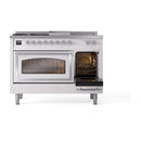 ILVE 48-Inch Nostalgie II Noblesse Propane Gas Dual Fuel Range with 5 Sealed Burners, Griddle, French Top and Triple Glass Door Oven in Custom RAL with Chrome Trim (UN48FSNMPRACLP)