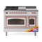 ILVE 48-Inch Nostalgie II Noblesse Natural Gas Dual Fuel Range with 5 Sealed Burners, Griddle, French Top and Triple Glass Door Oven in Custom RAL with Copper Trim (UN48FSNMPRAP)