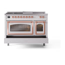 ILVE 48-Inch Nostalgie II Noblesse Natural Gas Dual Fuel Range with 5 Sealed Burners, Griddle, French Top and Triple Glass Door Oven in Custom RAL with Copper Trim (UN48FSNMPRAP)