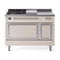 ILVE 48-Inch Nostalgie II Noblesse Natural Gas Dual Fuel Range with 5 Sealed Burners, Griddle, French Top and Solid Door Oven in Antique White with Chrome Trim (UN48FSQNMPAWC)