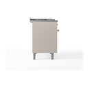 ILVE 48-Inch Nostalgie II Noblesse Natural Gas Dual Fuel Range with 5 Sealed Burners, Griddle, French Top and Solid Door Oven in Antique White with Chrome Trim (UN48FSQNMPAWC)