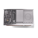 ILVE 48-Inch Nostalgie II Noblesse Propane Gas Dual Fuel Range with 5 Sealed Burners, Griddle, French Top and Solid Door Oven in Blue Grey with Copper Trim (UN48FSQNMPBGPLP)