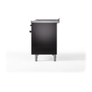ILVE 48-Inch Nostalgie II Noblesse Natural Gas Dual Fuel Range with 5 Sealed Burners, Griddle, French Top and Solid Door Oven in Glossy Black with Bronze Trim (UN48FSQNMPBKB)
