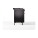 ILVE 48-Inch Nostalgie II Noblesse Natural Gas Dual Fuel Range with 5 Sealed Burners, Griddle, French Top and Solid Door Oven in Glossy Black with Copper Trim (UN48FSQNMPBKP)