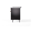 ILVE 48-Inch Nostalgie II Noblesse Natural Gas Dual Fuel Range with 5 Sealed Burners, Griddle, French Top and Solid Door Oven in Glossy Black with Copper Trim (UN48FSQNMPBKP)