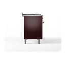 ILVE 48-Inch Nostalgie II Noblesse Natural Gas Dual Fuel Range with 5 Sealed Burners, Griddle, French Top and Solid Door Oven in Burgundy with Copper Trim (UN48FSQNMPBUP)