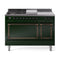 ILVE 48-Inch Nostalgie II Noblesse Natural Gas Dual Fuel Range with 5 Sealed Burners, Griddle, French Top and Solid Door Oven in Emerald Green with Bronze Trim (UN48FSQNMPEGB)