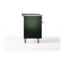 ILVE 48-Inch Nostalgie II Noblesse Propane Gas Dual Fuel Range with 5 Sealed Burners, Griddle, French Top and Solid Door Oven in Emerald Green with Copper Trim (UN48FSQNMPEGPLP)