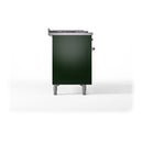 ILVE 48-Inch Nostalgie II Noblesse Natural Gas Dual Fuel Range with 5 Sealed Burners, Griddle, French Top and Solid Door Oven in Emerald Green with Copper Trim (UN48FSQNMPEGP)