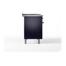 ILVE 48-Inch Nostalgie II Noblesse Propane Gas Dual Fuel Range with 5 Sealed Burners, Griddle, French Top and Solid Door Oven in Midnight Blue with Bronze Trim (UN48FSQNMPMBBLP)