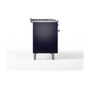 ILVE 48-Inch Nostalgie II Noblesse Propane Gas Dual Fuel Range with 5 Sealed Burners, Griddle, French Top and Solid Door Oven in Midnight Blue with Chrome Trim (UN48FSQNMPMBCLP)